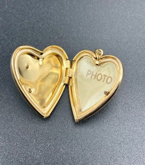 Vintage Mom Heart Locket 14K Gold Filled Repousse - image 7