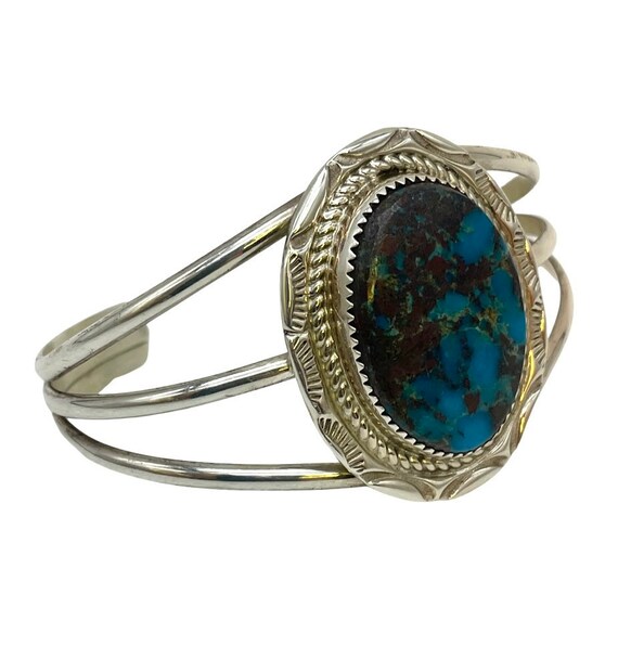 Large Pilot Mountain Turquoise Cuff Bracelet by Ivan Howard Large Pilot Mountain Turquoise Cuff Bracelet by Ivan Howard