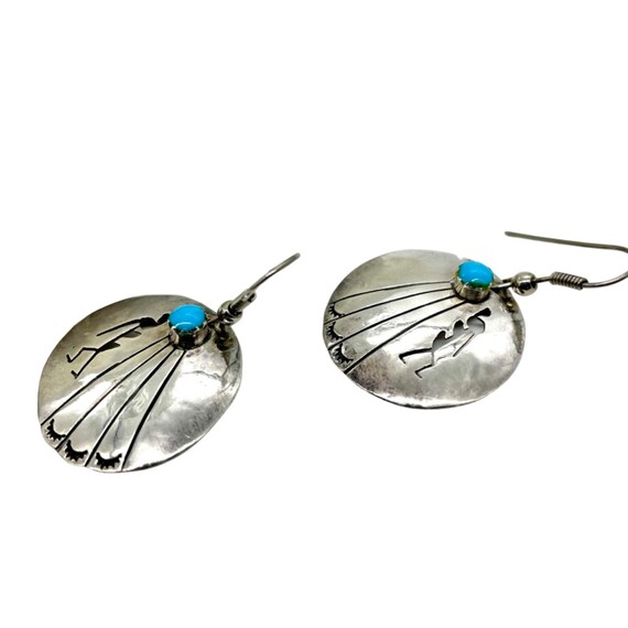 Kokopelli Turquoise Earrings in Sterling Silver /… - image 4