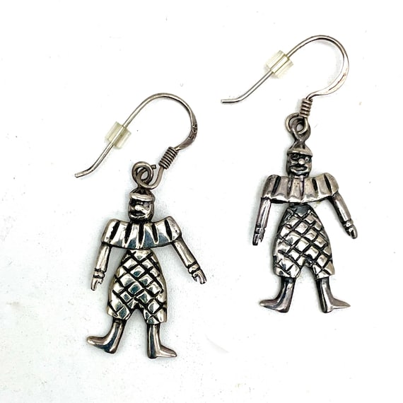 Sterling Silver Articulated Clown Earrings