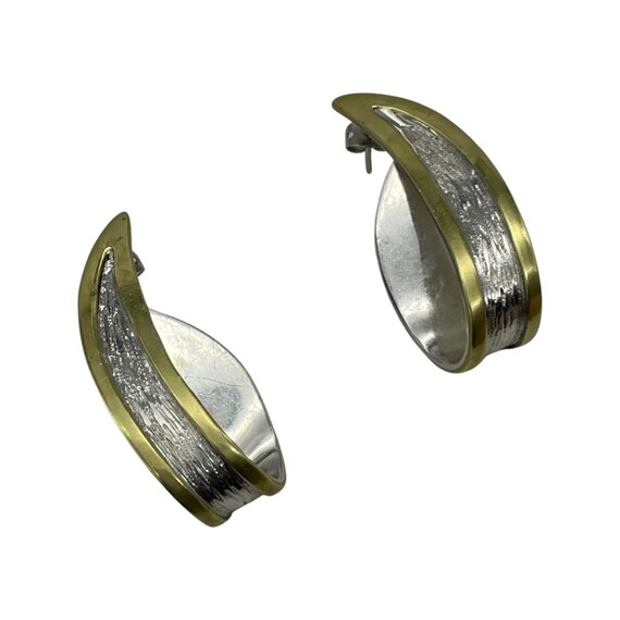 Modernist Mixed Metal Drop Earrings Taxco Sterlin… - image 9