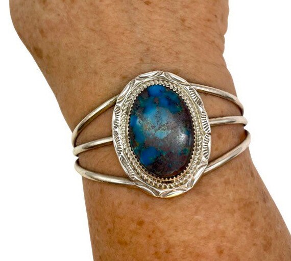 Large Pilot Mountain Turquoise Cuff Bracelet by Ivan Howard Large Pilot Mountain Turquoise Cuff Bracelet by Ivan Howard