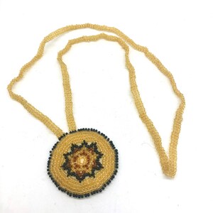 Micro bead Necklace Sautoir Art Deco Gold & Black Glass