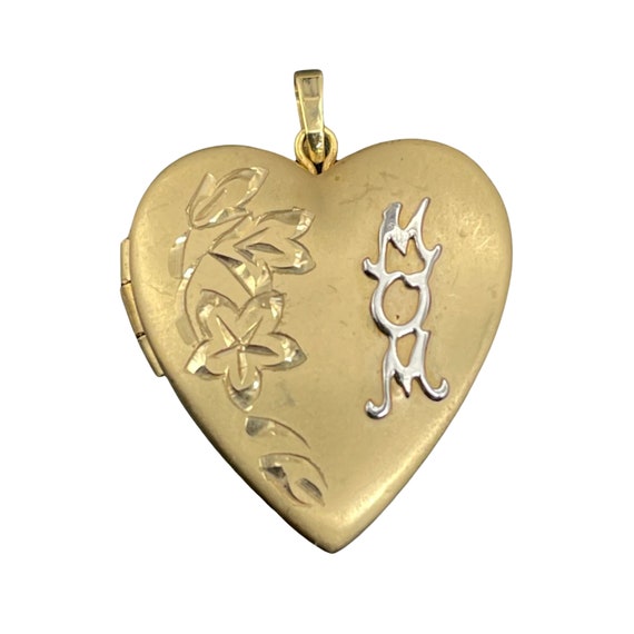 Vintage Mom Heart Locket 14K Gold Filled Repousse - image 2