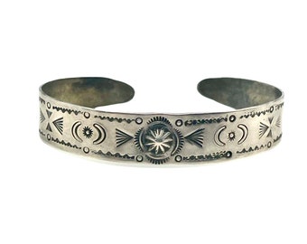 Harvey Era Cuff Bracelet Coin Silver w/ Rosette