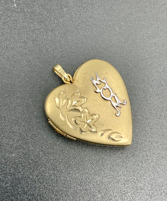 Vintage Mom Heart Locket 14K Gold Filled Repousse - image 10