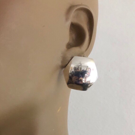 Taxco Sterling Silver Modernist Shield Earrings He