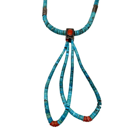Chunky Dunky Vintage Navajo Turquoise Native American Jacla Necklace Old Chunky Dunky Vintage Navajo Turquoise Native American Jacla Necklace Old