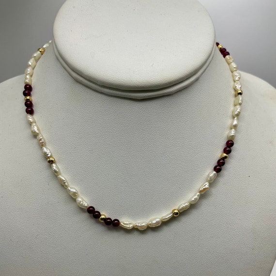 Solid 14k Gold Amethyst Freshwater Pearl Necklace… - image 5