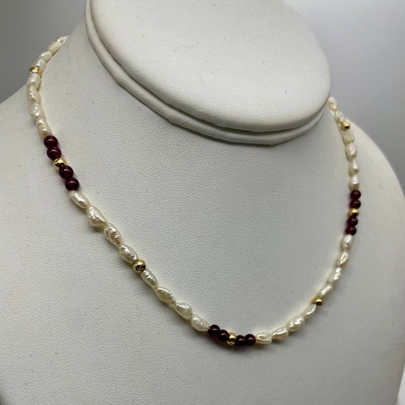 Solid 14k Gold Amethyst Freshwater Pearl Necklace… - image 6