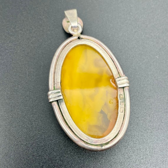 Large Butterscotch Amber Necklace Pendant in 925 … - image 5