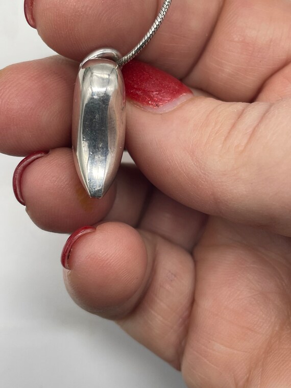 Solid Sterling Silver Puffy Heart Pendant Necklac… - image 7