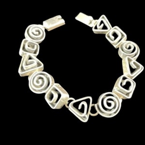 Modernist Sterling Silver Bracelet Signed Taxco Mexico