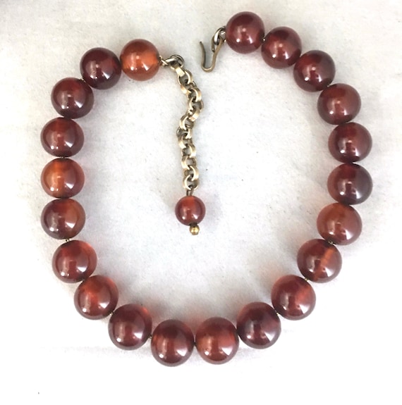 40s Bakelite Bead Choker Necklace Resin Jewelry Re