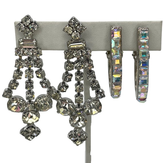 Rhinestone Hoop Earrings & Long Dangle Earrings M… - image 2