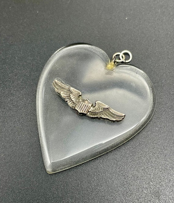 WW2 US Army Flight Wings Heart Pendant WWII Sweeth