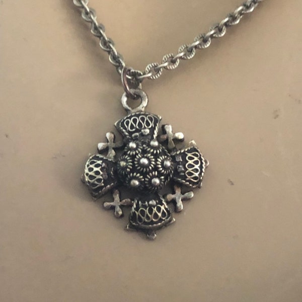 Jerusalem Cross Necklace 925 Sterling Silver Link Chain Maltese Double Sided