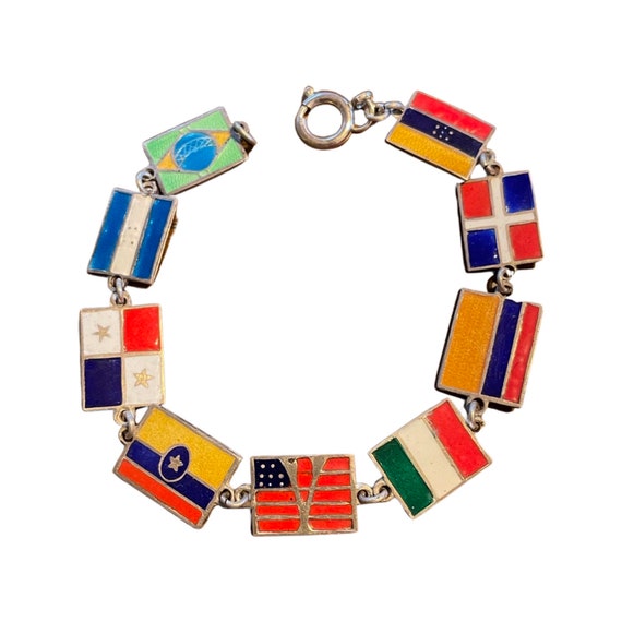 Rare WWII Sweetheart Bracelet with Central South … - image 1