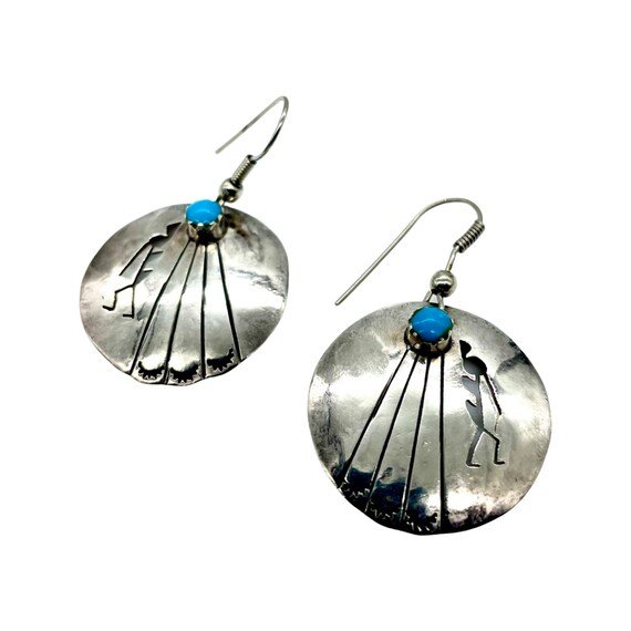 Kokopelli Turquoise Earrings in Sterling Silver /… - image 9
