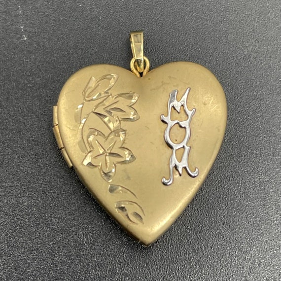 Vintage Mom Heart Locket 14K Gold Filled Repousse - image 4