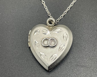 Heart Photo Locket Necklace Solid 925 Sterling Silver 18” Chain Vintage