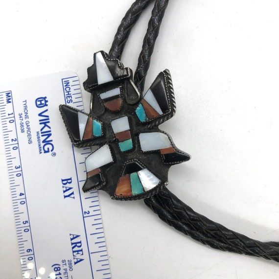 Vintage Zuni Knifewing Bolo Tie Necklace Multi-St… - image 8