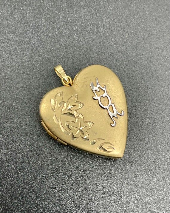 Vintage Mom Heart Locket 14K Gold Filled Repousse - image 9
