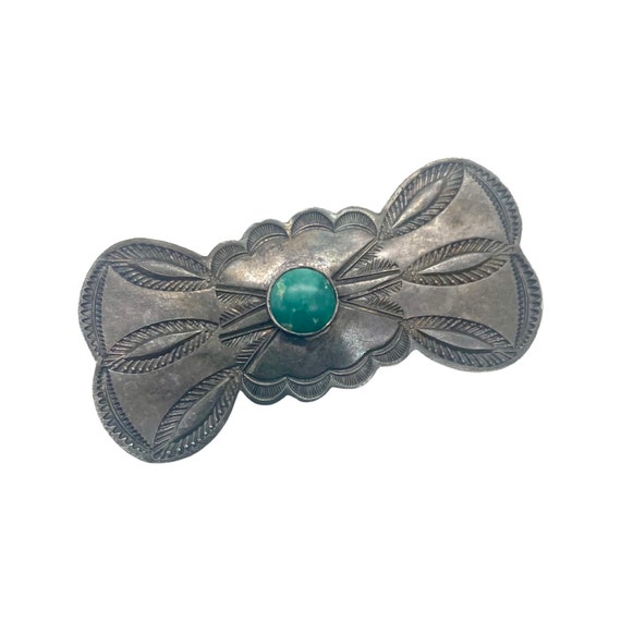 Vintage Fred Harvey Era Arrows Sterling Silver/Turquoise Stamped Brooch 2 7/8