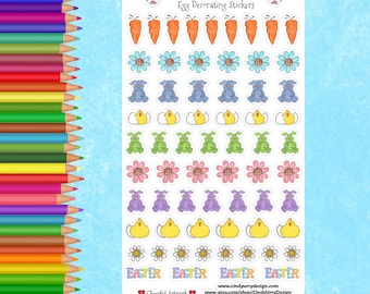 Kawaii Easter Egg Decorating Stickers: Planner Scrapbook Crafts