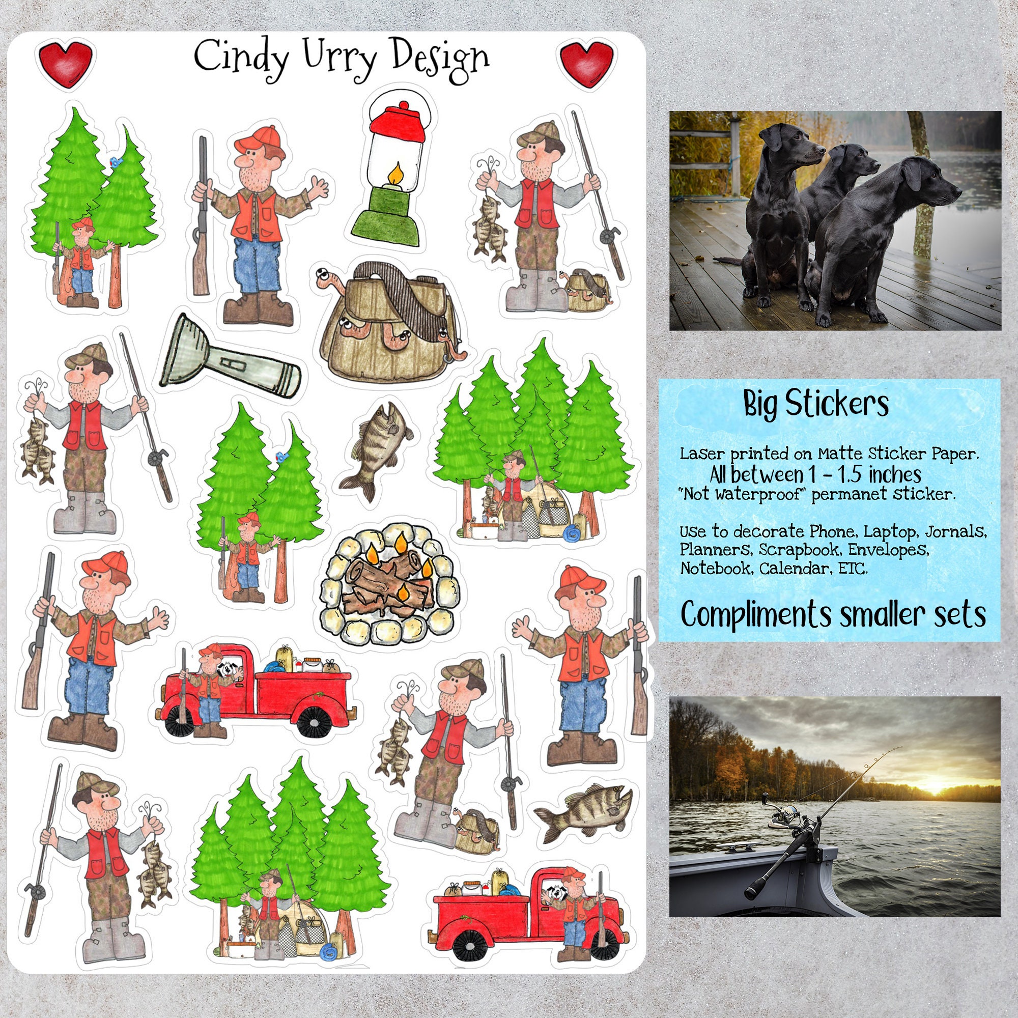 Hunting Fishing Decor Sticker. Bigger Sticker to Compliment - Etsy