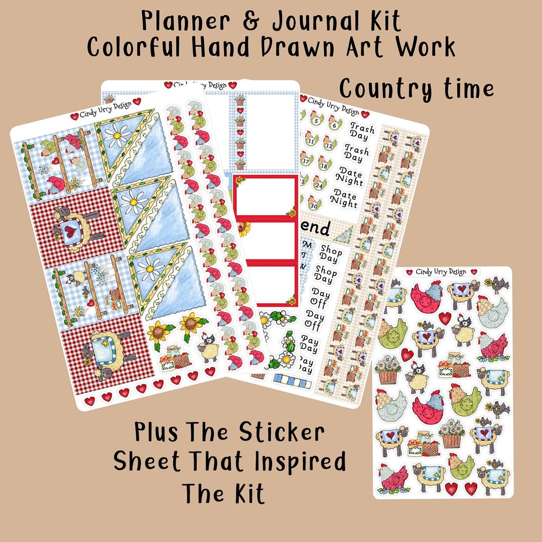 Country Time Planner Sticker Kit: Journal & Scrapbook Stickers - Etsy