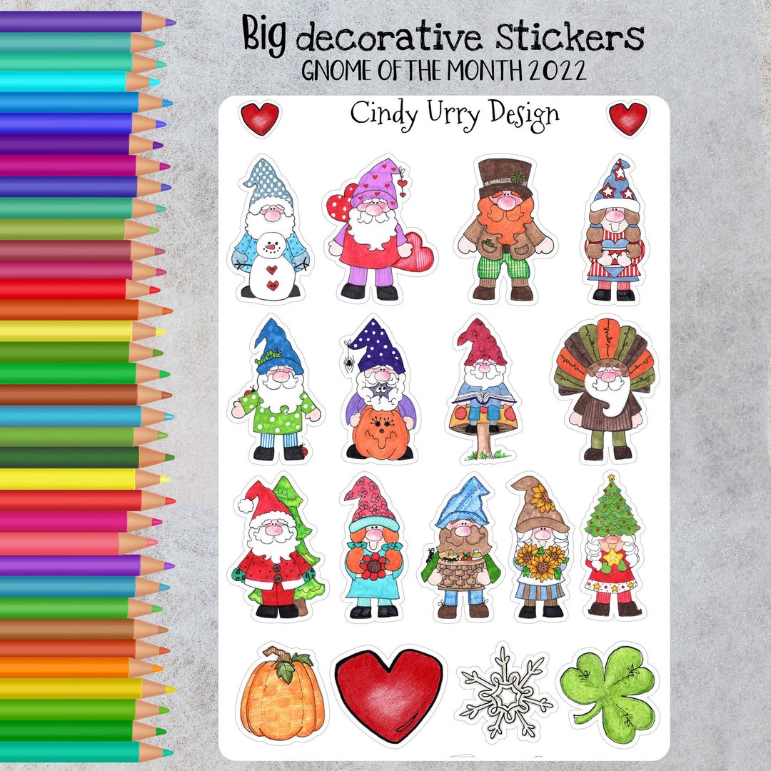 Gnome of the Month Sticker Sheet: Hand-drawn Planner Stickers - Etsy