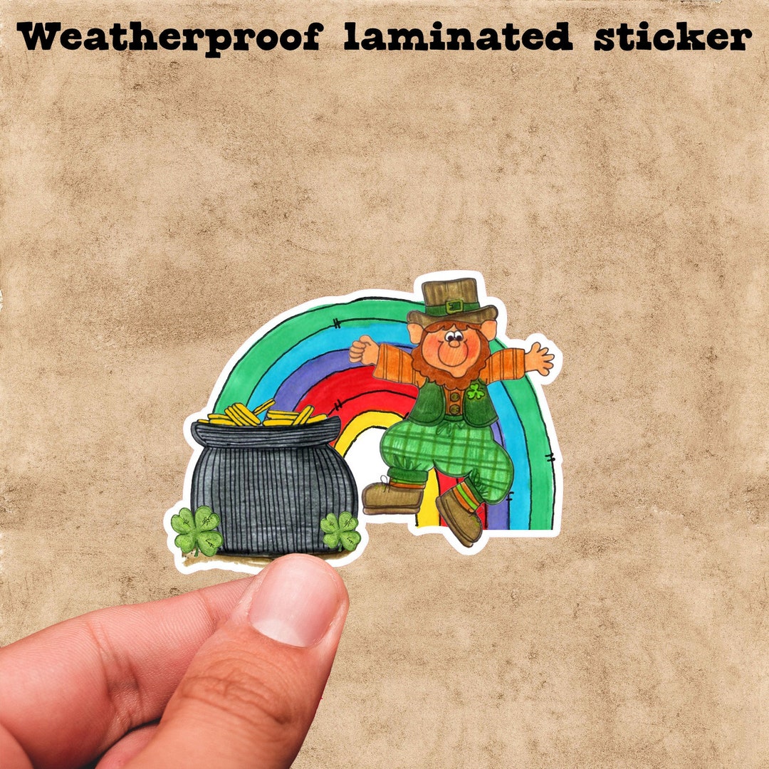 St Patrick's Day Leprechaun Laminated Sticker, Weatherproof Decal ...