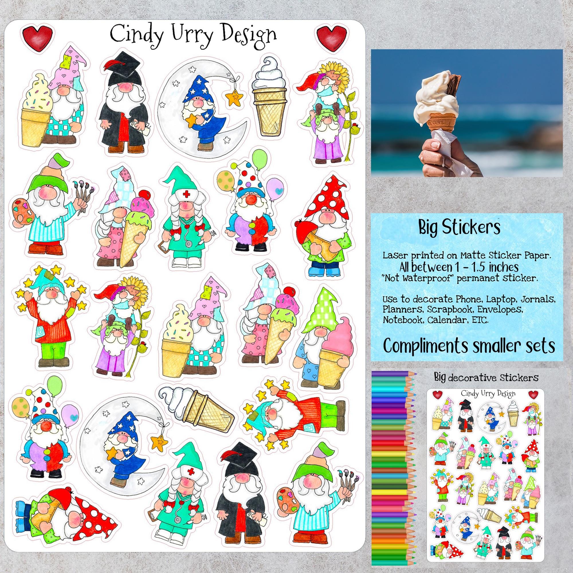 Gnomes Having Fun Sticker Set: Hand-drawn Decorative Stickers - Etsy