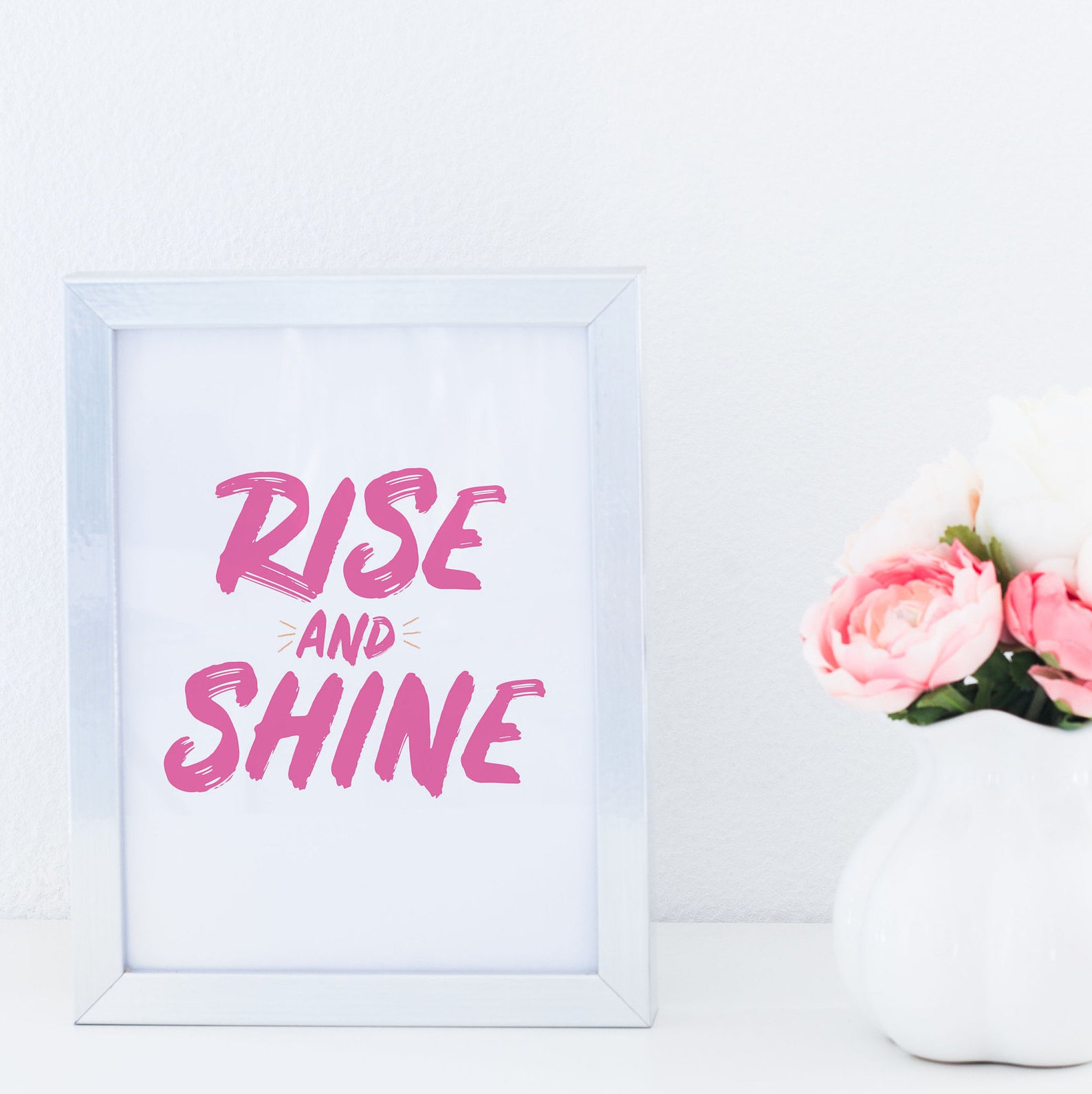 Rise and Shine Printable Typography Art Print Inspirational | Etsy