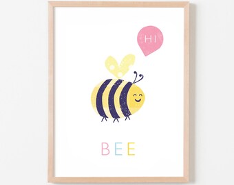Stampa artistica di api, decorazioni personalizzate per la cameretta dei bambini, arte per la cameretta dei bambini