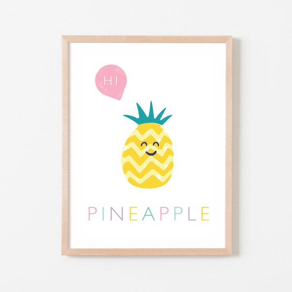 Pineapple Nursery Art, Personalised Nursery Decor, Pineapple Wall Art, Pastel Nursery, Cute Girls Room Art, Baby Girl Nursery Wall Prints