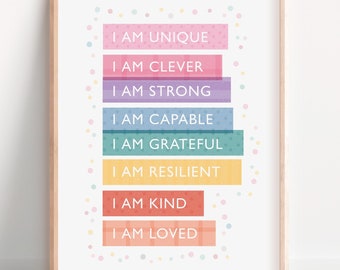 Kids Affirmation Poster: Rainbow Nursery Decor (Digital Download)