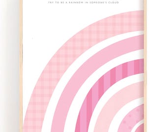 Pink Rainbow Nursery Print: Inspirational Quote (Digital Download)