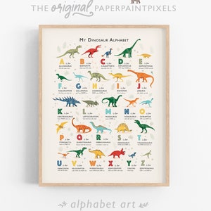 Dinosaur Print, Nursery Decor, Dinosaur Alphabet Poster, Perfect Gift for Dinosaur Lovers, Can Be Personalised