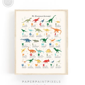 Dinosaur Alphabet Print: Educational Nursery Wall Art