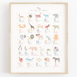 Animal Alphabet Print, Neutral Nursery Decor, Baby Gift Idea, Animal Wall Art, Can Be Personalised, Swan Version