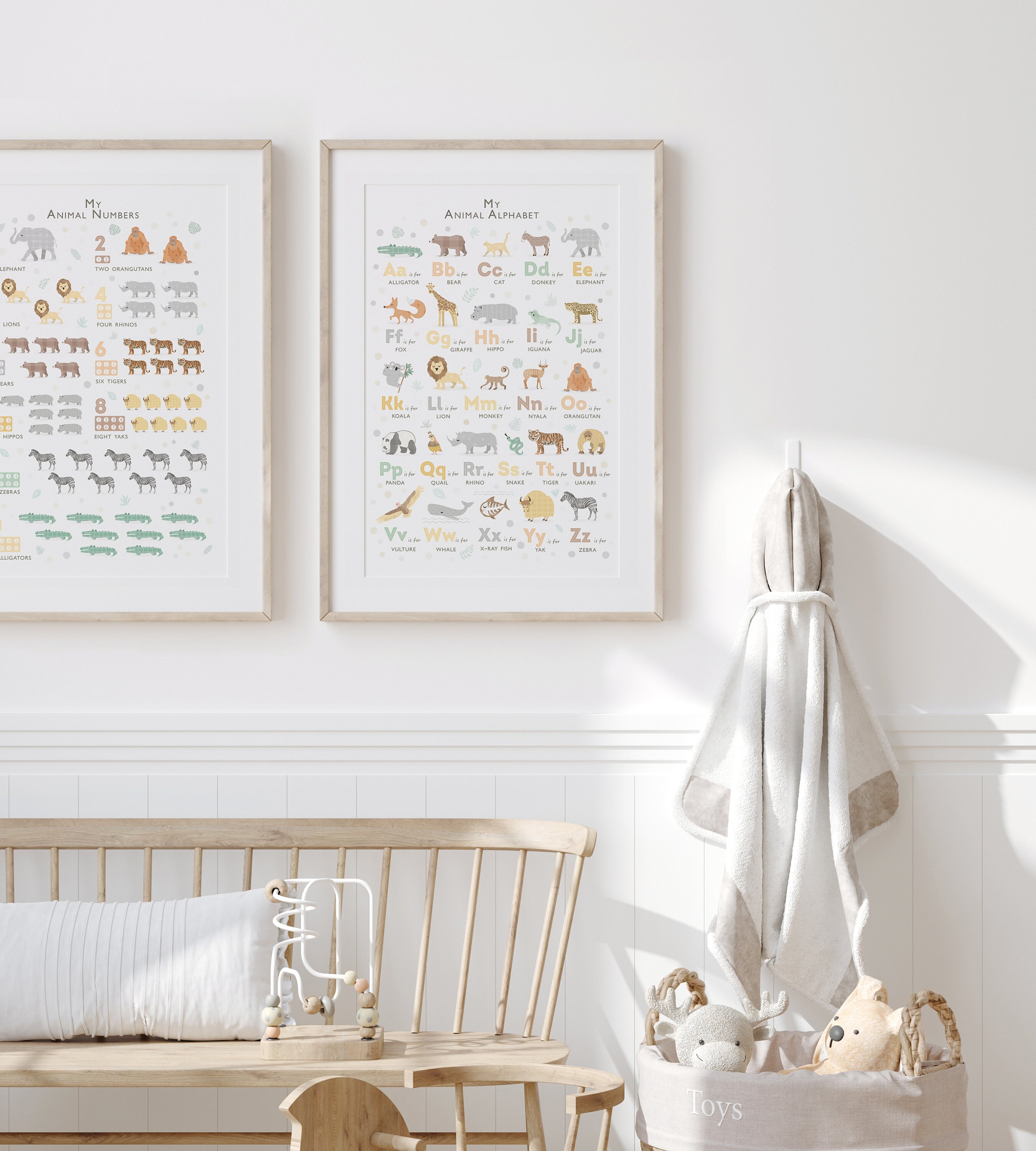 Personalized Animal Alphabet Numbers Poster Set: Safari Nursery