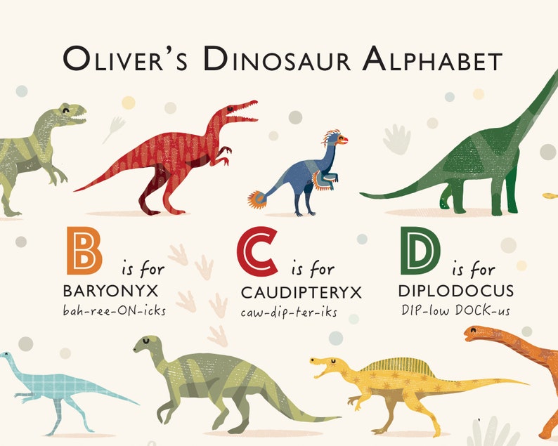 Dinosaur Alphabet Print, Toddler Room Decor, Classroom Decor, Perfect Dinosaur Gift for Kids, Educational Wall Art, ABC Nursery Wall Art image 3