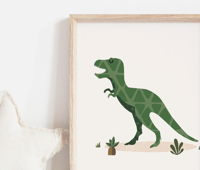 T-Rex Personalized Gift for Kids, Dinosaur Wall Decor, Dinosaur Print, Nursery Name Sign, Custom Baby gift, Dinosaur Nursery Art Print , image 7