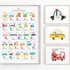 Transport Alphabet Print Set: Vehicle Gallery Wall Art (Personalised) image 1