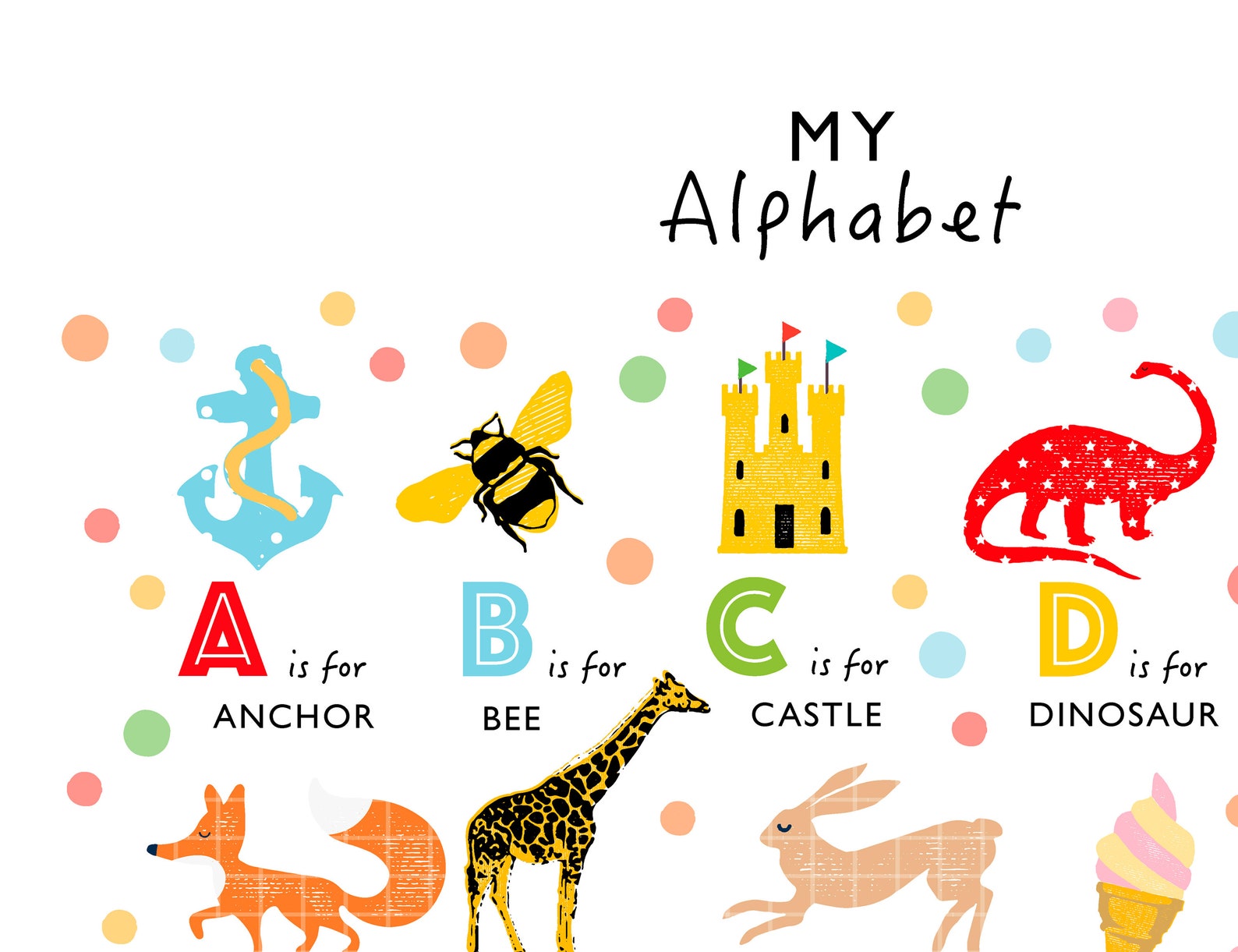 Alphabet Nursery Decor Alphabet Art Prints Set of 3 Nursery Etsy UK