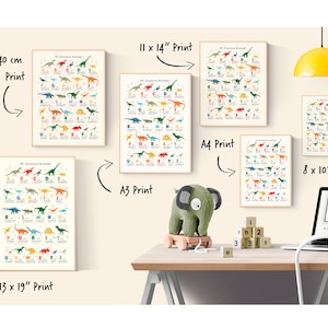 Dinosaur Alphabet Print, Toddler Room Decor, Classroom Decor, Perfect Dinosaur Gift for Kids, Educational Wall Art, ABC Nursery Wall Art image 8