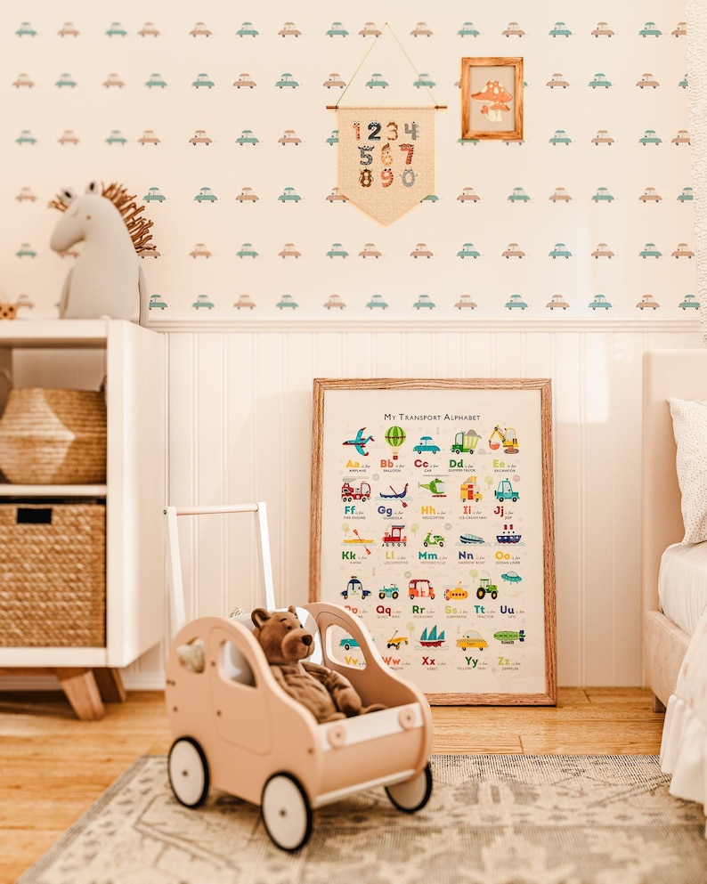 Transport Alphabet Print Framed in Nursery Room Decor PaperPaintPixels