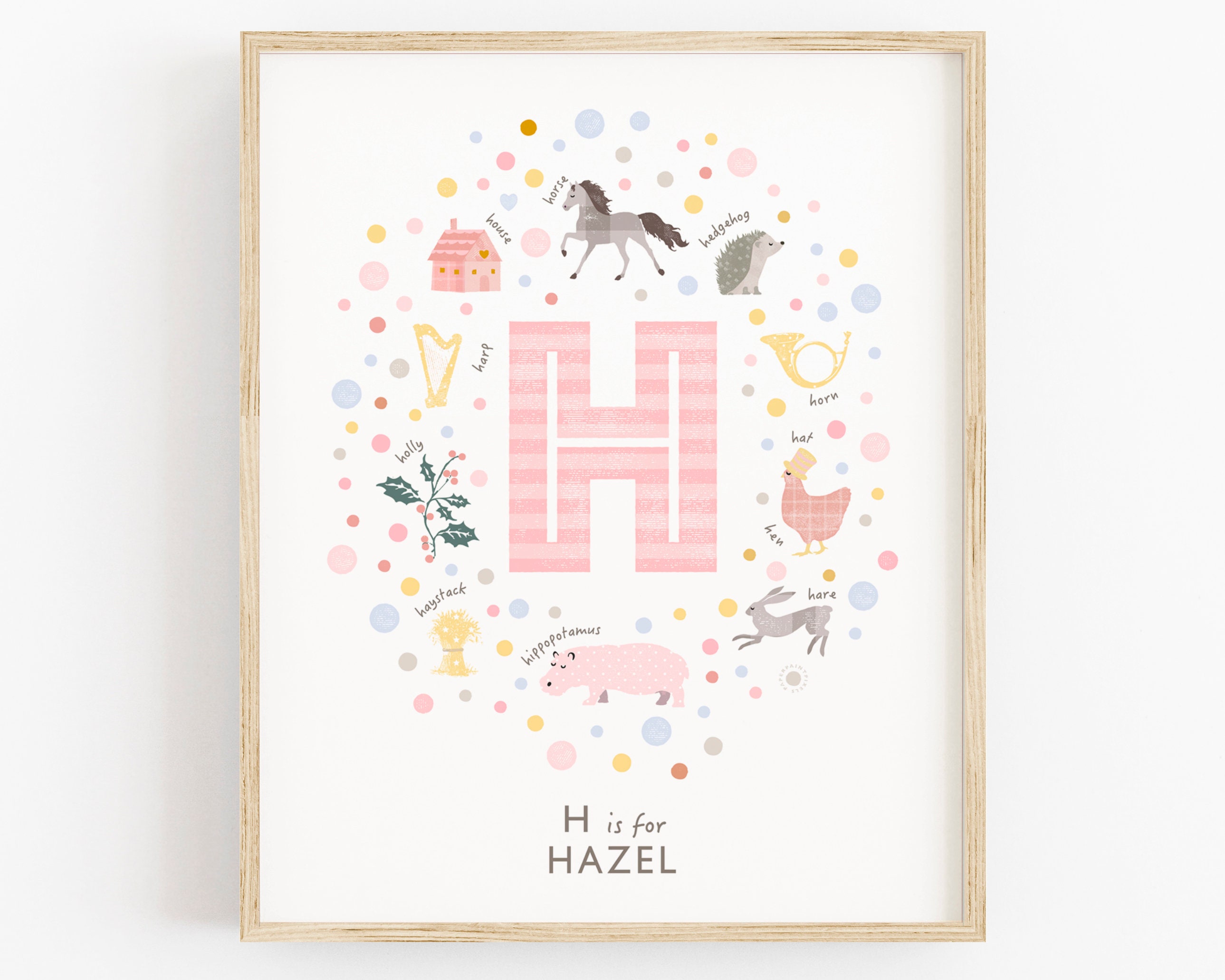 Personalized Letter H Nursery Print: Polka Dot Baby Art - Etsy